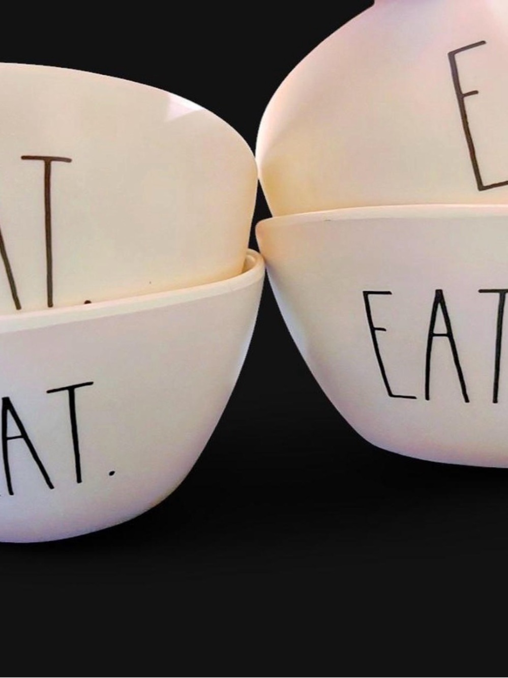 Rae Dunn White Bowls with 'EAT.' Lettering